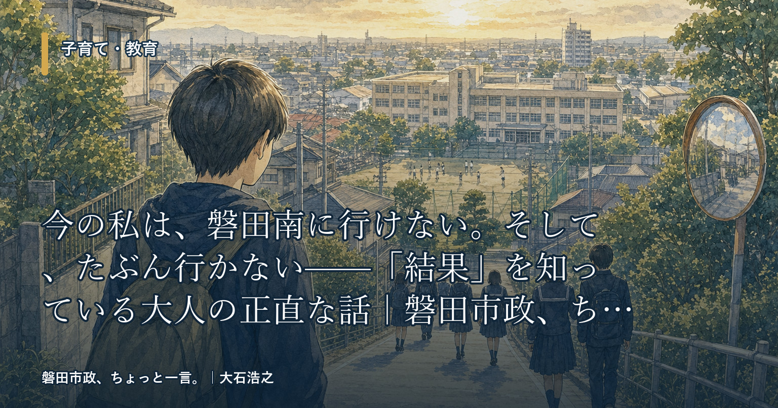 今の私は、磐田南に行けない。そして、たぶん行かない——「結果」を知っている大人の正直な話|磐田市政、ちょっと一言。