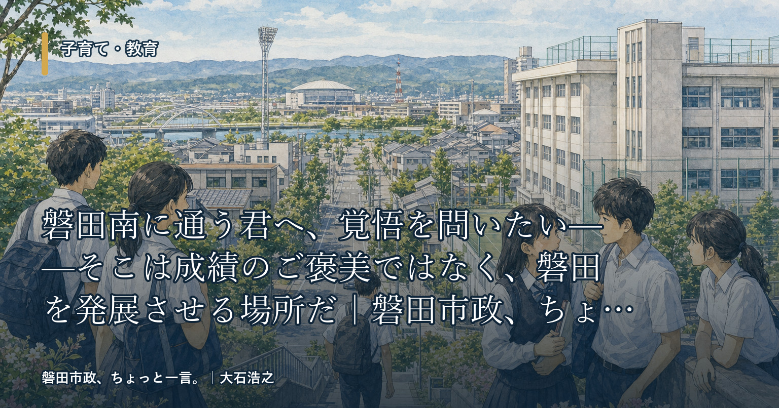 磐田南に通う君へ、覚悟を問いたい——そこは成績のご褒美ではなく、磐田を発展させる場所だ|磐田市政、ちょっと一言。
