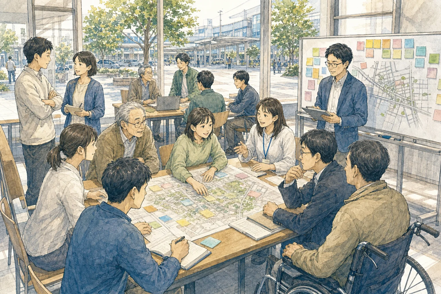 人影も見えない午後22時。なぜ、磐田の駅前は寂れたのか――対話と確認を重ね、改善へ進む場面