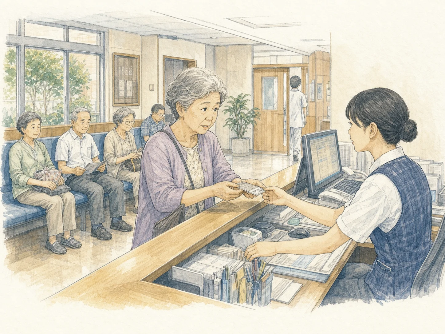 あなたに届くのはどれかの分岐図。マイナ保険証を利用登録しているかで分かれる。登録している人には資格情報のお知らせが届き、受診はマイナ保険証で行う。登録していない人には資格確認書が申請不要で自動的に届き、窓口に提示すれば従来どおり受診できる。