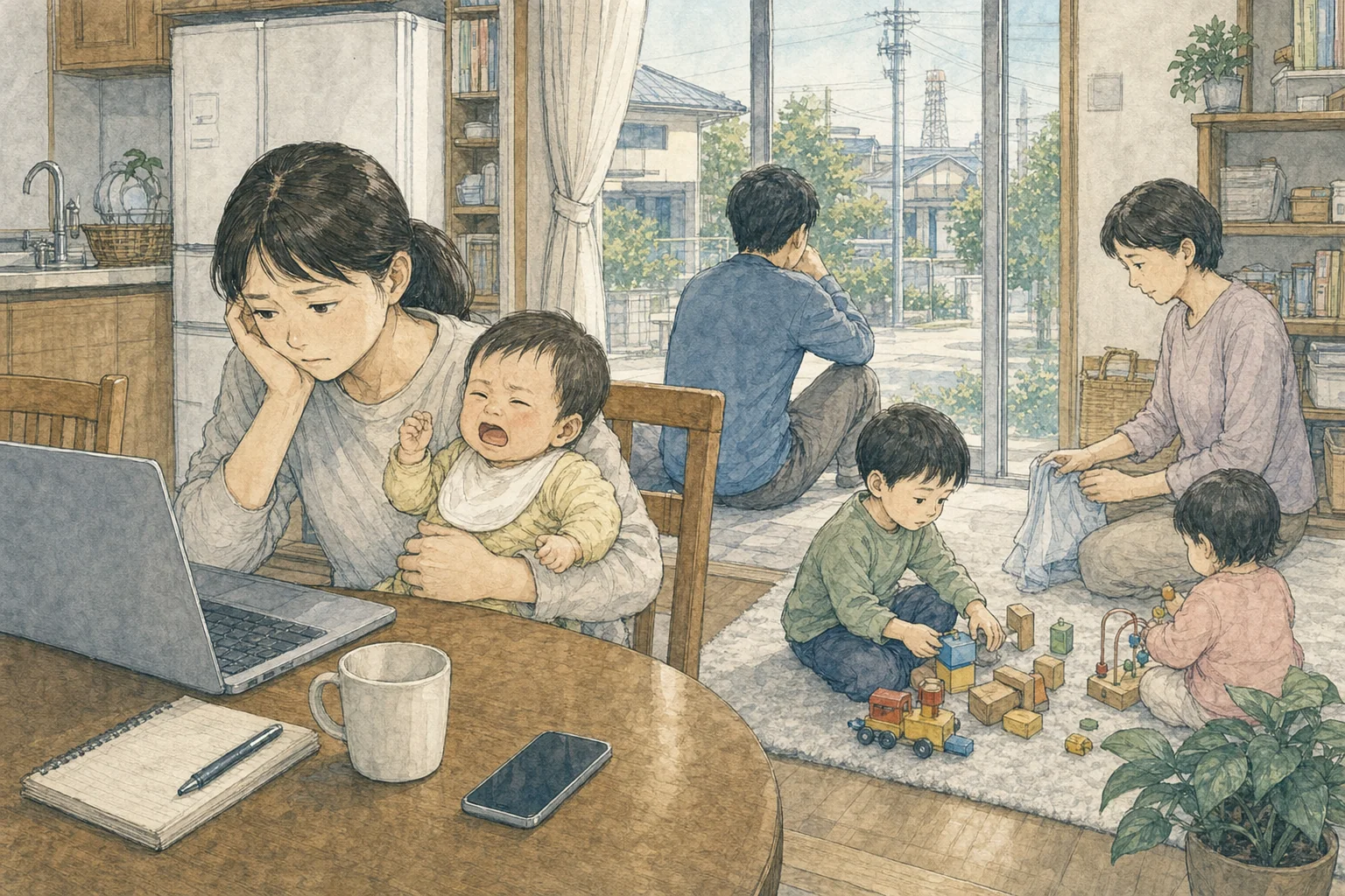 こども誰でも通園制度の基本。保護者の就労を問わない。対象は保育園などに通っていない0歳6か月からおおむね3歳未満。当面は子ども一人あたり月10時間までを上限に、時間単位で柔軟に利用できる。2026年度から全国の自治体で新たな給付として本格実施。