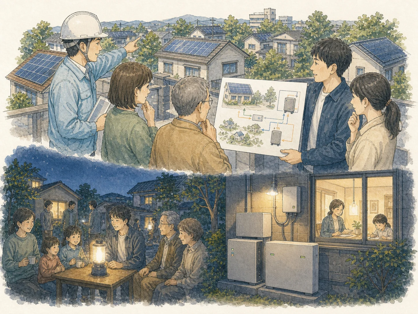 奨励金を受け取る前に確かめたい三つの点。一つ目は条件。磐田市の奨励金にはJ-クレジット制度への参加が要件で、減らしたCO2の扱いを先に確かめる。二つ目は載せられない家への道。築古・借家・日当たりの悪い家には断熱・内窓・省エネ家電という別の入り口を用意する。三つ目は出口。パネルも蓄電池も寿命があり、交換・撤去の費用と、家を売るときの扱いまで見ておく。