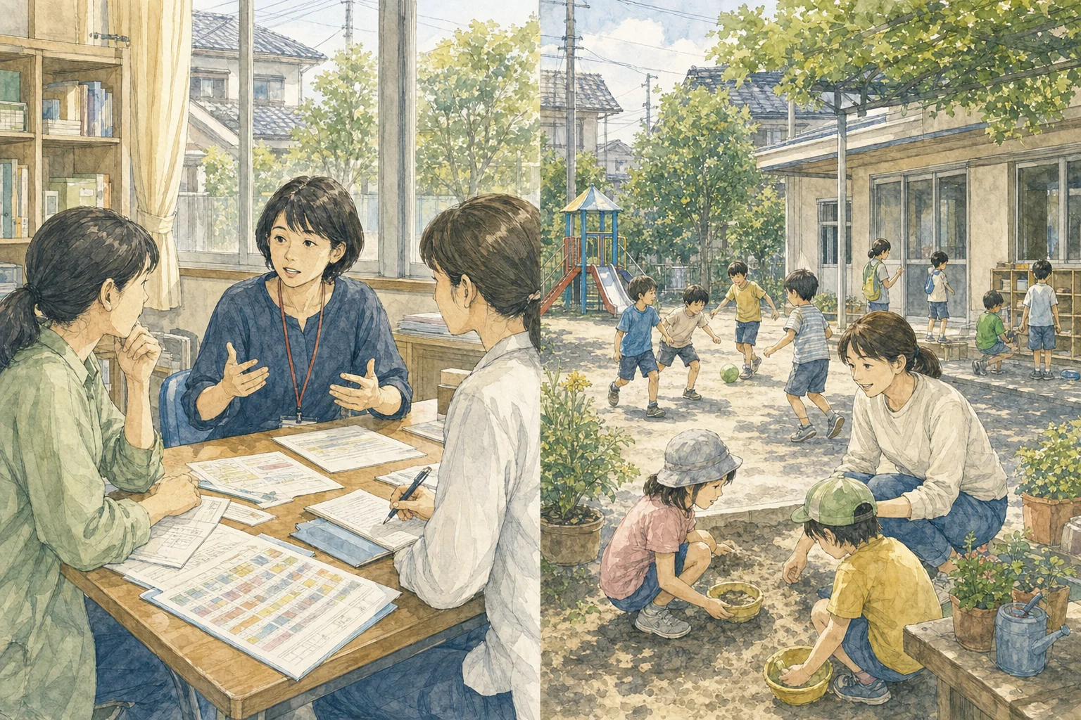 磐田市の放課後児童クラブの利用料金と開設時間をまとめた図。通常月は月額7,000円、夏休みなど長期休業のある月は3,500円、8月は11,000円。土曜・祝日は1日500円、午後6時から6時30分の延長は1日300円の加算。開設時間は授業日が午後1時から6時30分、長期休業期間は午前7時30分から午後6時30分。土曜・祝日の開所は市内4クラブに限られる。