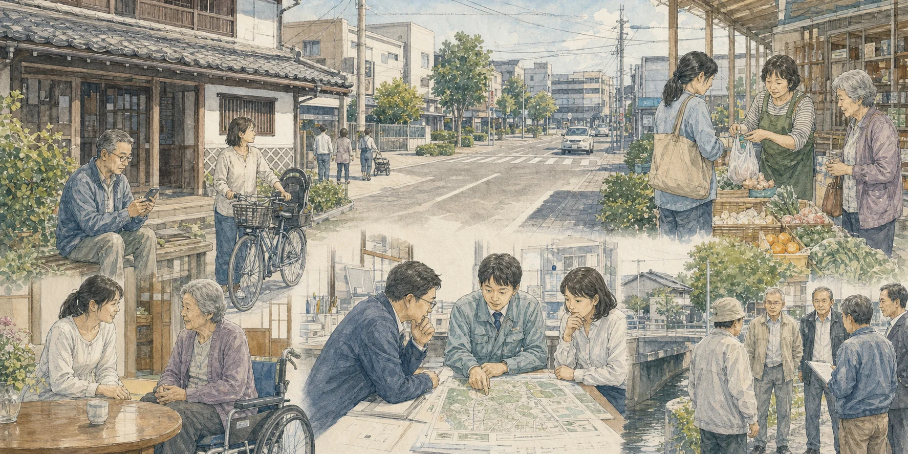 見付宿の未来を考える会の概要をまとめた図。日時は2026年8月22日土曜の午後1時から4時、受付は午後0時30分から。会場はワークピア磐田2階視聴覚室。内容は第1部が見付宿の歴史資源・魅力の紹介と静岡市草薙の事例学習の講演、第2部が参加者で見付宿の未来像を考えて発表するグループワーク。主催は静岡文化芸術大学新妻研究室、共催は見付宿を考える会と磐田市都市計画課。定員50名でどなたでも参加可能、無料。申込は電子申請で8月16日締切、多数の場合は抽選。問い合わせは磐田市都市計画課。