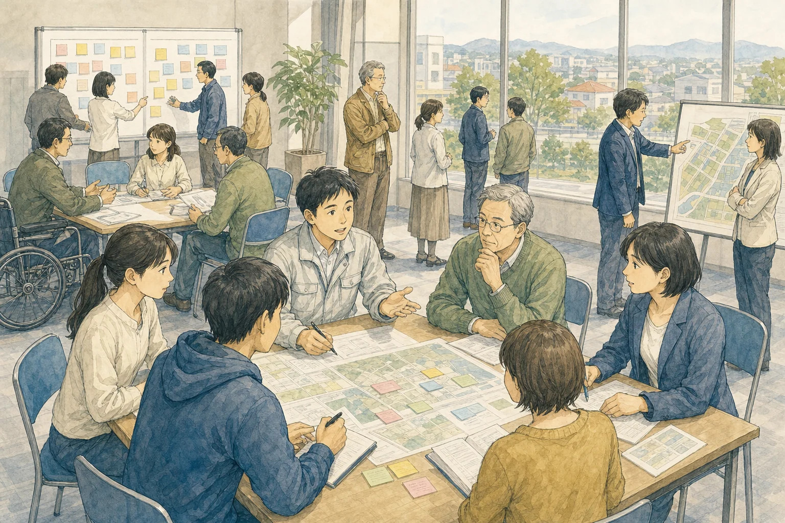 関心の入り口を塞ぐ4つの壁と、それを開ける鍵をまとめた図。壁は、税率表が画像形式で検索も読み上げもできないこと、暮らしを変える法改正が何か月も市の案内に反映されないこと、催しの申込が電子申請のみで高齢者に壁があること、ワークショップの定員が20人など関心の受け皿が小さいこと。鍵は、値上げの説明を理由とわが家の金額と使える助けの三点セットで示すこと、資料のテキスト化と紙や電話の窓口の併設、出した意見がどうなったかを市民に返すこと。