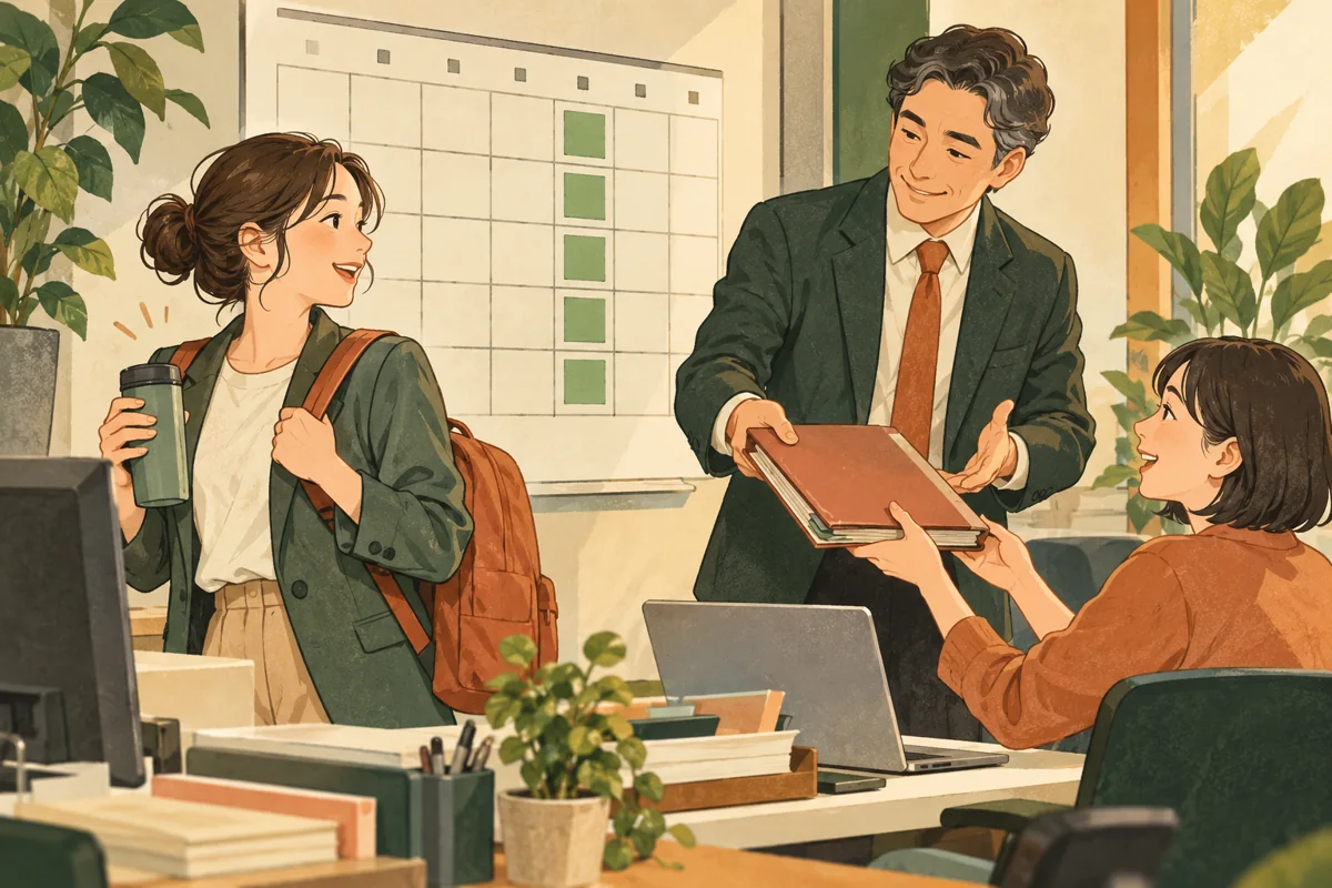 5回の勤務予定を上司と社員が調整する